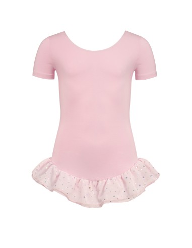 12PK4043-500 Leotard short sleeves, voile frill sparkle, cotton