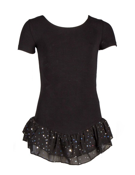 12PK4043-900 Leotard short sleeves, voile frill sparkle, cotton