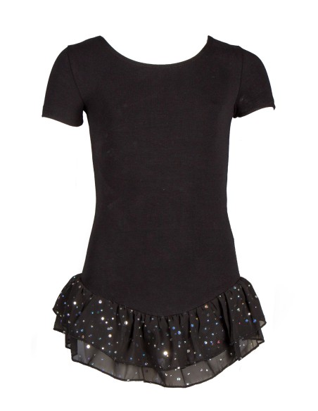 12PK4043-900 Leotard short sleeves, voile frill sparkle, cotton