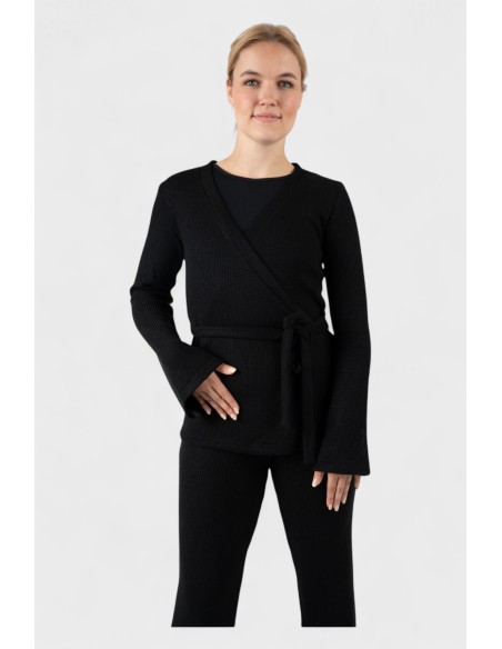 2532PA2912-900 Warm up wrapped vest flared, knitted